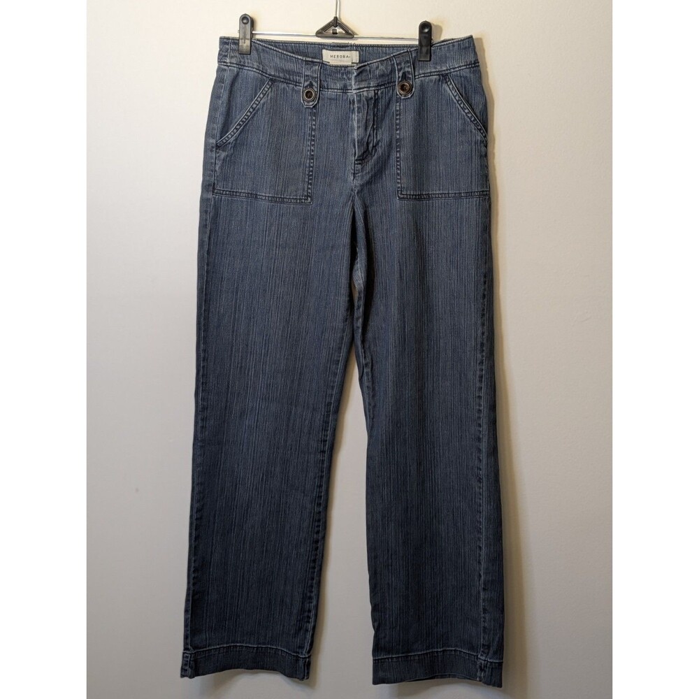 Merona Blue Wide Leg Utility Patch Pocket Jeans Size 30 (10) Mid Rise